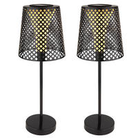 LED AUSSENLEUCHTE Metall Schwarz Loch Design 2er Set - Schwarz, Metall (18/18/50cm) - Globo Lighting