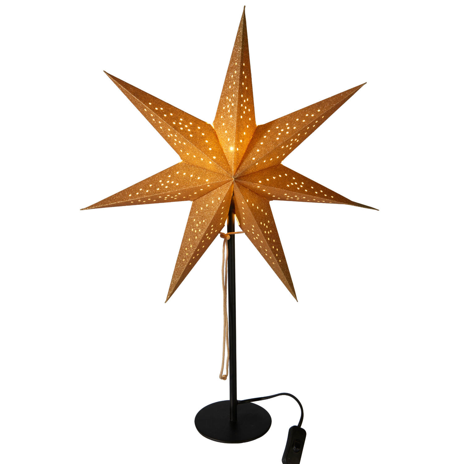 PAPIERSTERN auf Metallständer 45/45/65 cm - Goldfarben, Papier (45/65/45cm) - Home Styling Collection