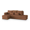 ECKSOFA LUMARI L-S Kupferfarben Plüsch-Stoff mit Schlaffunktion - Kupferfarben, Holz (262/143cm) - MASSENO