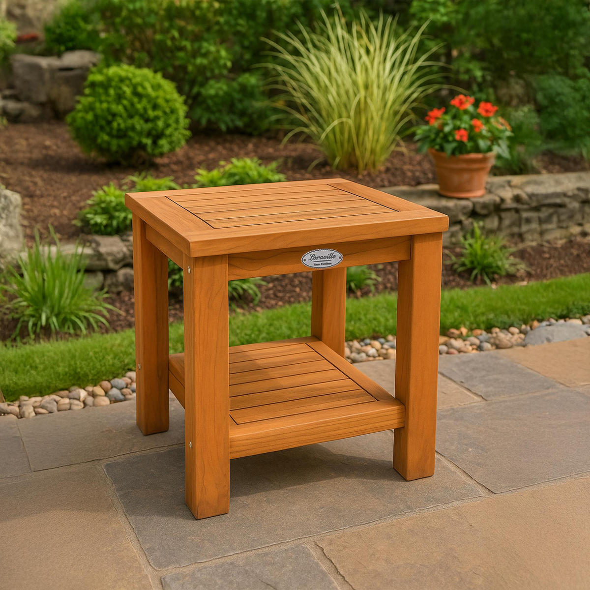 BEISTELLTISCH eckig 45/45/50 cm Holz Teak - Braun/Teakfarben, Holz (45/45/50cm) - CLP