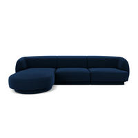 ECKSOFA links Miley aus Samt königsblau 4 Sitzplätze - Blau, Textil (156/255cm) - Micadoni