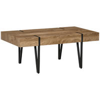 COUCHTISCH Beistelltisch Kaffeetisch mit verstellbaren Fußstützen Sofatisch - Naturfarben, Kunststoff (105/60/42cm) - HOMCOM