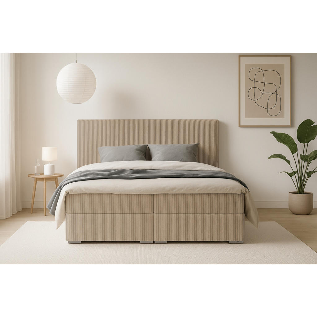 Thumbnail - Deine Möbel 24 Boxbett, Beige, Holz, Holzwerkstoff, Textil, H3, 160x200 cm, Schlafzimmer, Betten, Boxspringbetten