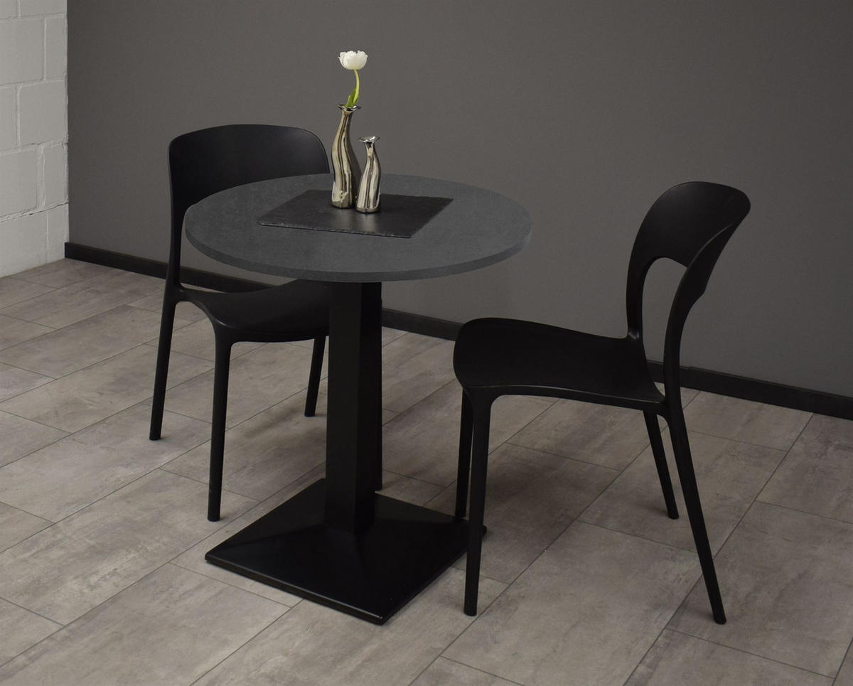 BISTROTISCH rund Elanur 70 cm schwarz matt/graphit - Graphitfarben, Metall (70/70/75cm) - 58aufmkessel