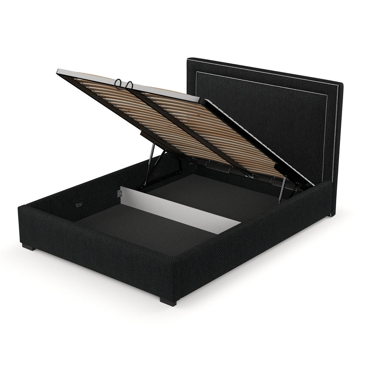 POLSTERBETT Como Schwarz 120/200 cm im Webstoff - Schwarz/Naturfarben, Holz/Holzwerkstoff (120/200cm) - Maison de Reve