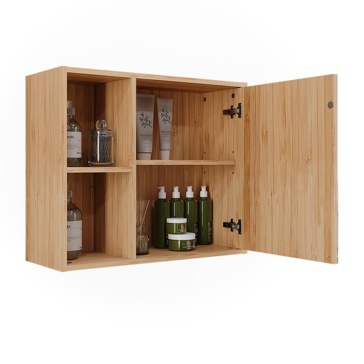 BADSPIEGELSCHRANK Lucie Bambus 54 x 44.5 cm mit Spiegel - Braun, Holzwerkstoff (54/44.5/20cm) - Vicco