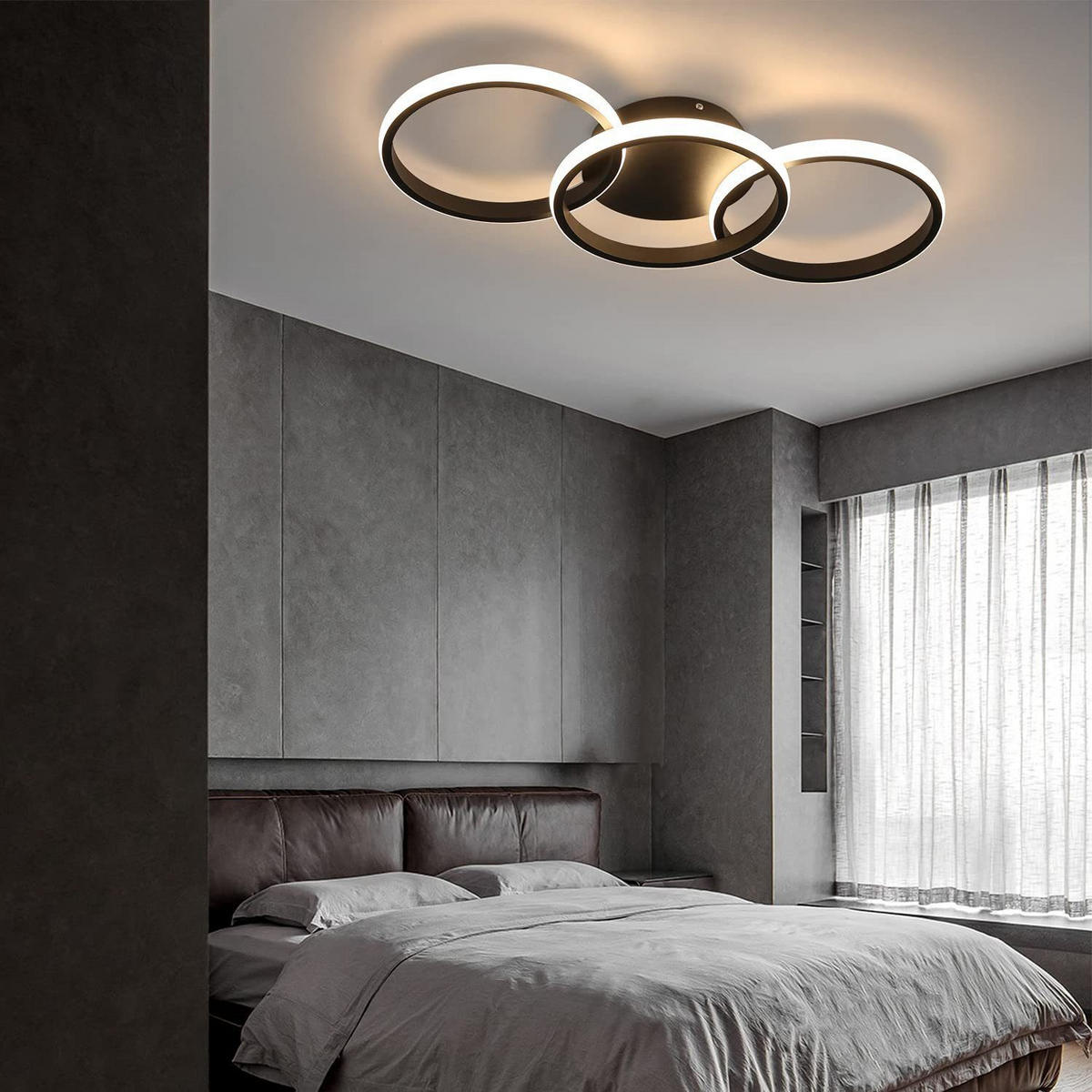 LED-DECKENLEUCHTE Ferdinand 60/24/4 cm - Schwarz, Metall (60/24/8cm) - ZMH