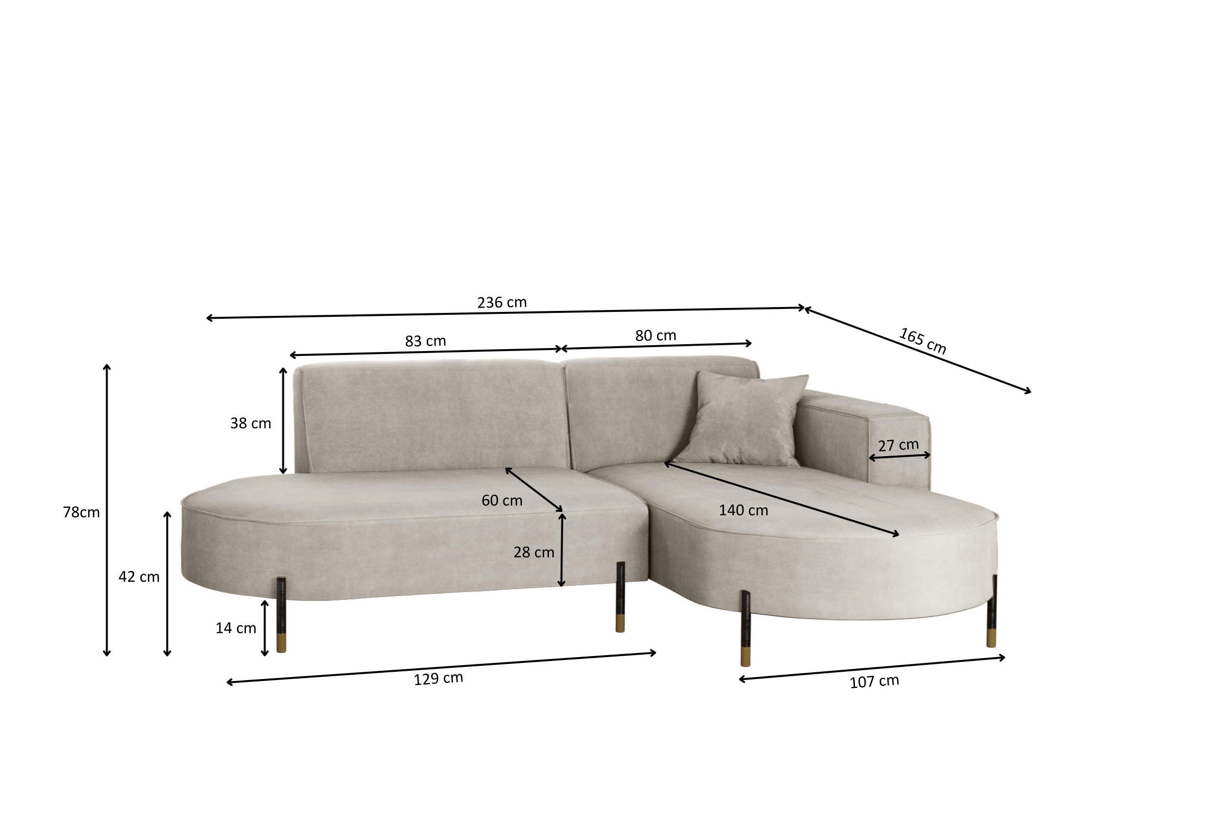 Thumbnail - Kaiser Möbel Ecksofa, Hellgrau, Textil, 4-Sitzer, L-Form, 236x165 cm, Wohnzimmer, Sofas & Couches, Wohnlandschaften, Eck...