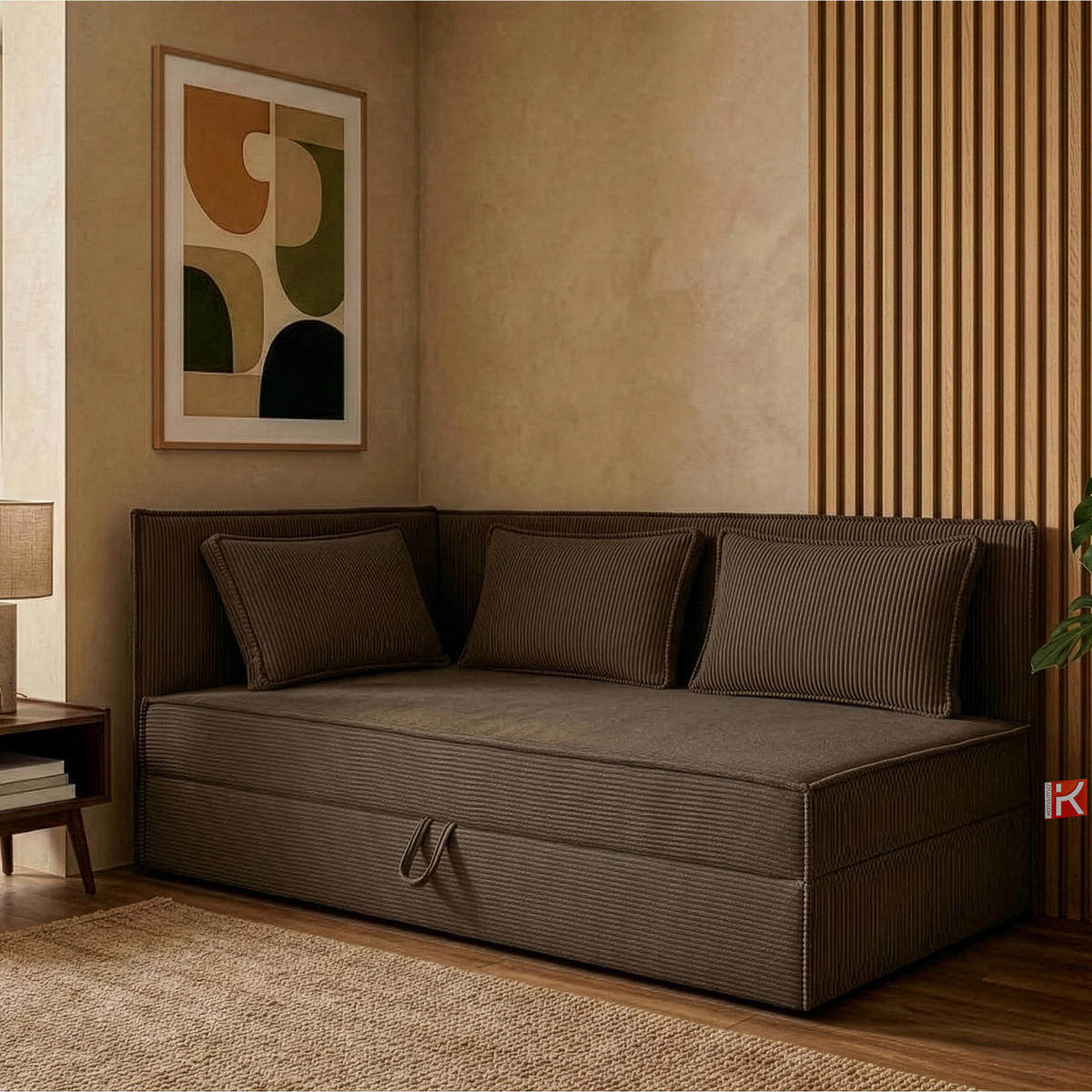 JUGENDBETT ROTI Einzelbett mit Bettkasten, 90x200cm, Bett mit Bonellmatratze, mit Rückenlehne - Dunkelbraun/Schwarz, Holz/Holzwerkstoff (92/200cm) - KONSIMO®