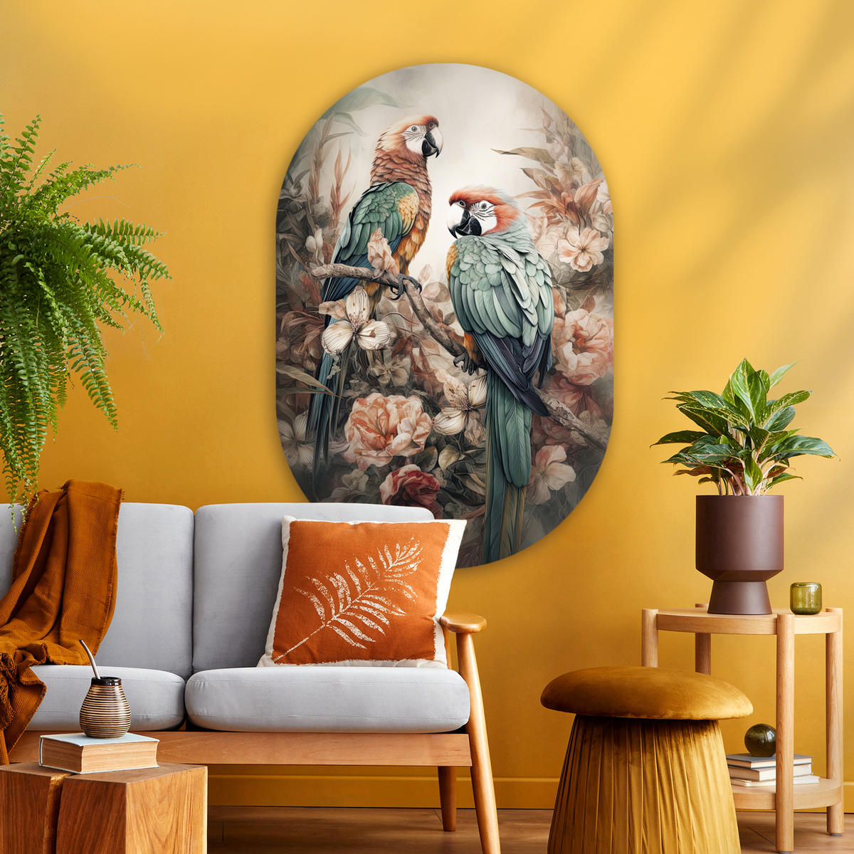 WANDBILD Papageien - Vögel - Natur - Blumen 80x120 cm - Baltimorefarben, Kunststoff (80/120cm) - MuchoWow
