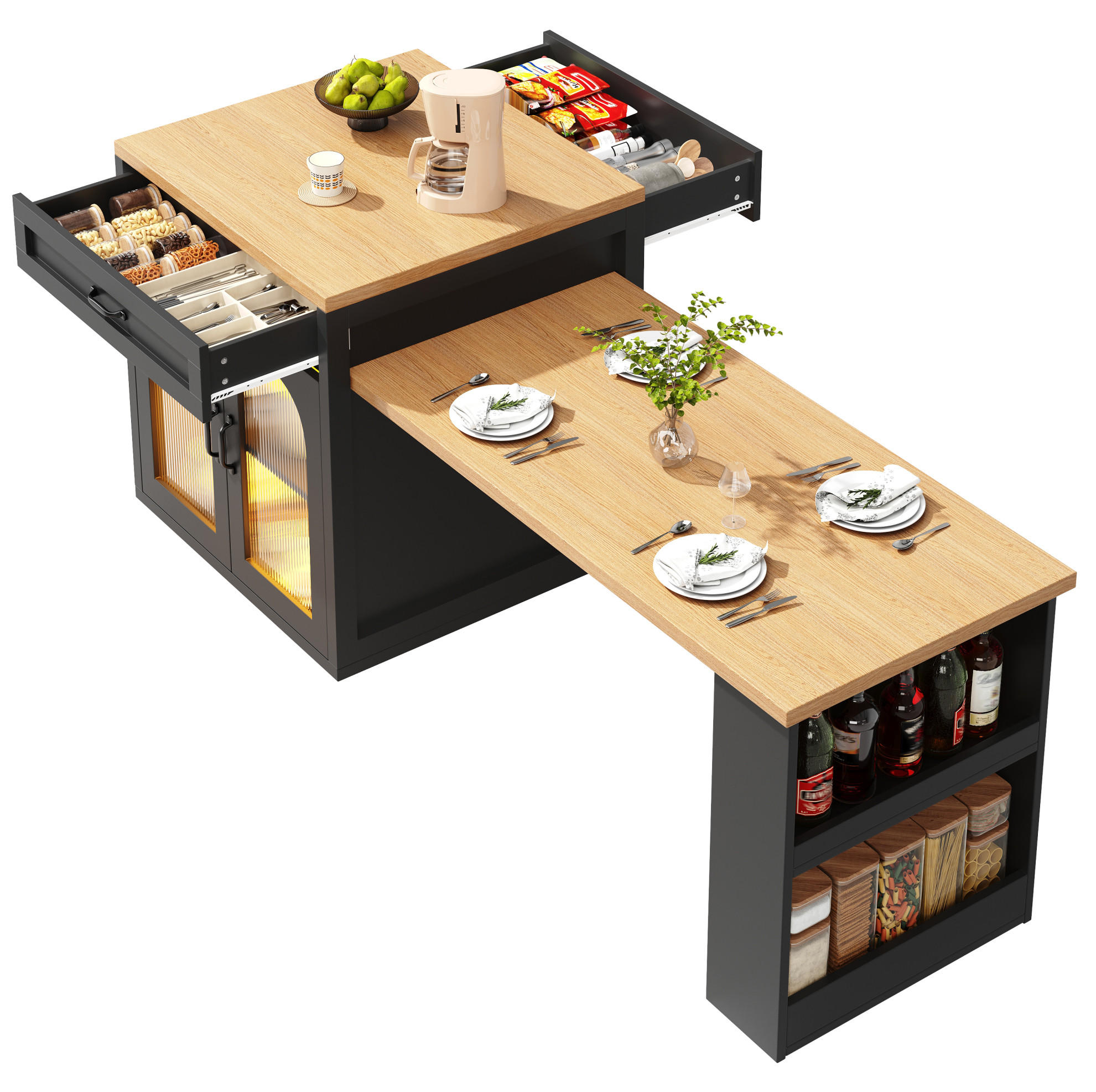 Okmyhome Buffet Schwarz 59x94x126 cm