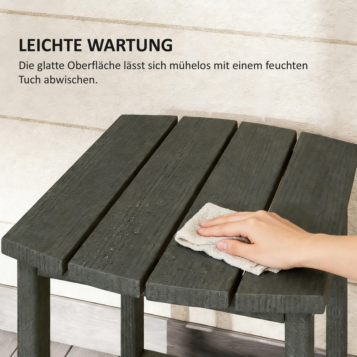 OUTDOOR-BEISTELLTISCH HDPE Grau - Grau, Kunststoff (48/37/46cm) - Outsunny