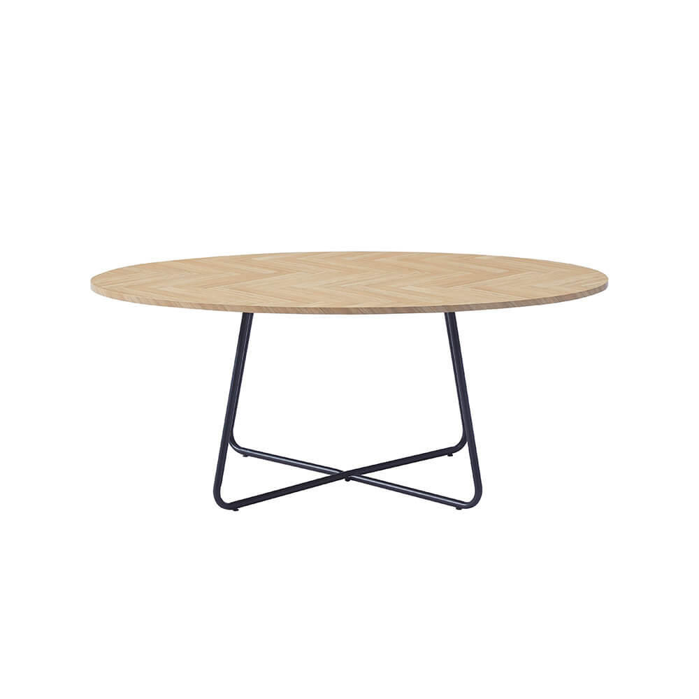 COUCHTISCH Oval NOVARIS - 110 x 66 cm Fishbone Oak - Braun, Holz (110/66/47cm) - Home Deluxe