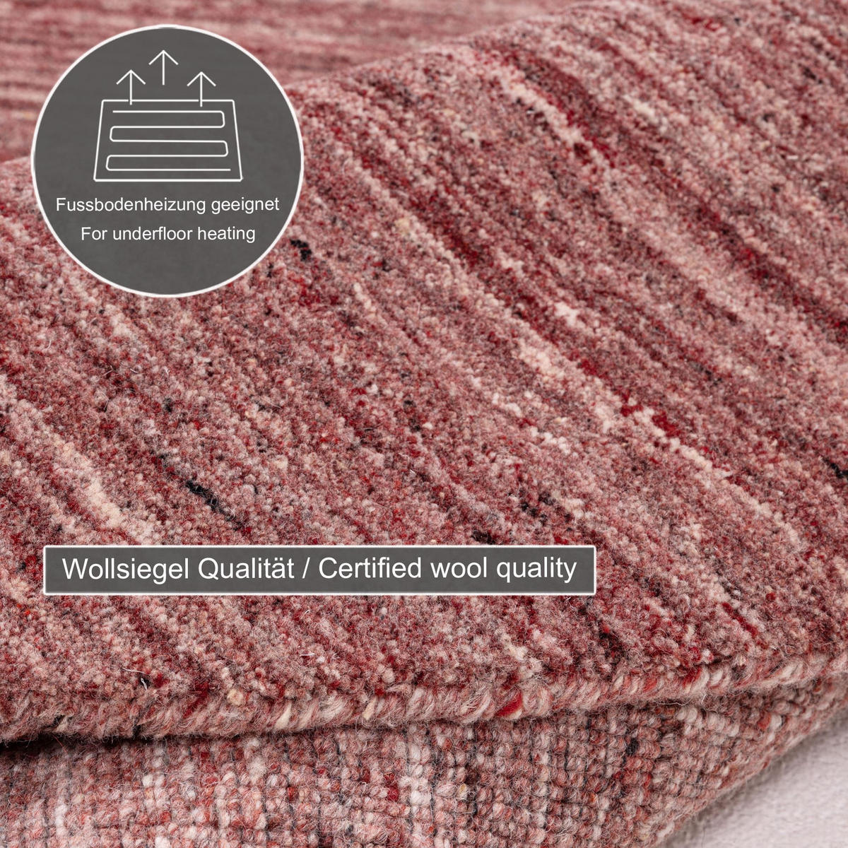 HANDWEBTEPPICH Pure 100x100 cm - Rot, Textil (100/100cm) - THEKO