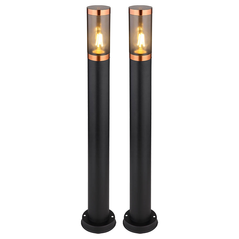 LED STEHLEUCHTE Edelstahl Schwarz rauch 2er Set - Schwarz, Metall (12.7/12.7/80cm) - Globo Lighting