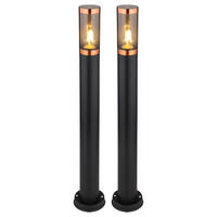 LED STEHLEUCHTE Edelstahl Schwarz rauch 2er Set - Schwarz, Metall (12.7/12.7/80cm) - Globo Lighting
