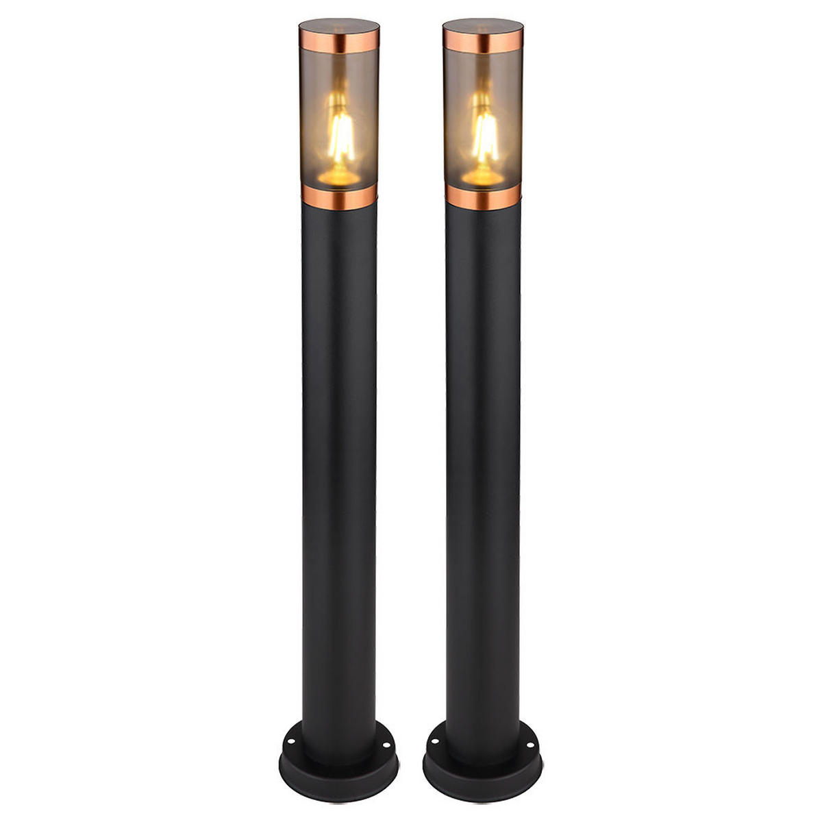 LED STEHLEUCHTE Edelstahl Schwarz rauch 2er Set - Schwarz, Metall (12.7/12.7/80cm) - Globo Lighting