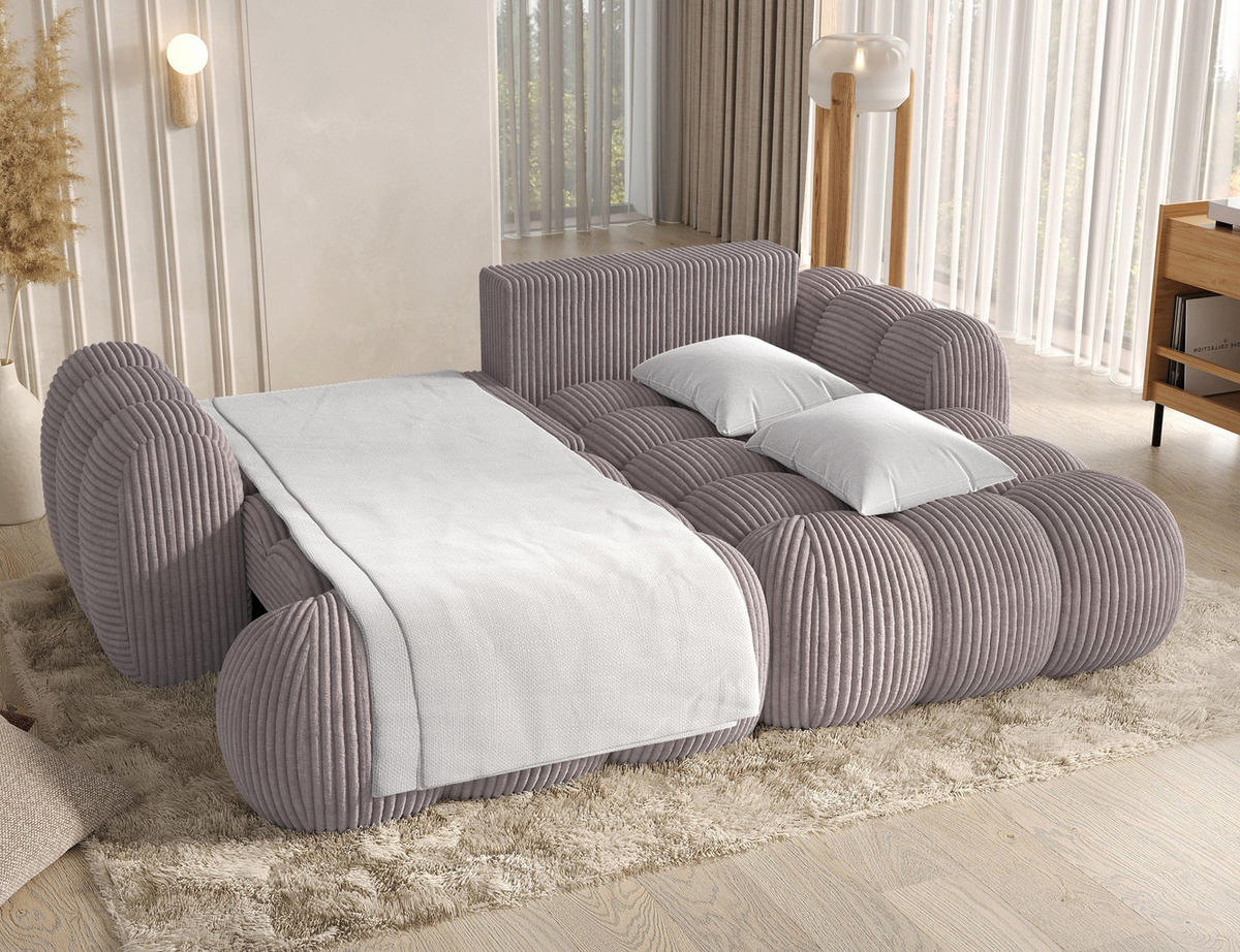 ECKSOFA COVELION L-Form – Schlaffunktion, Bettkasten, Wellenfederung, HR-Kaltschaum, inkl. Kissen, moderner Wohnkomfort - Hellgrau, Kunststoff (167/260cm) - Wohnideebilder
