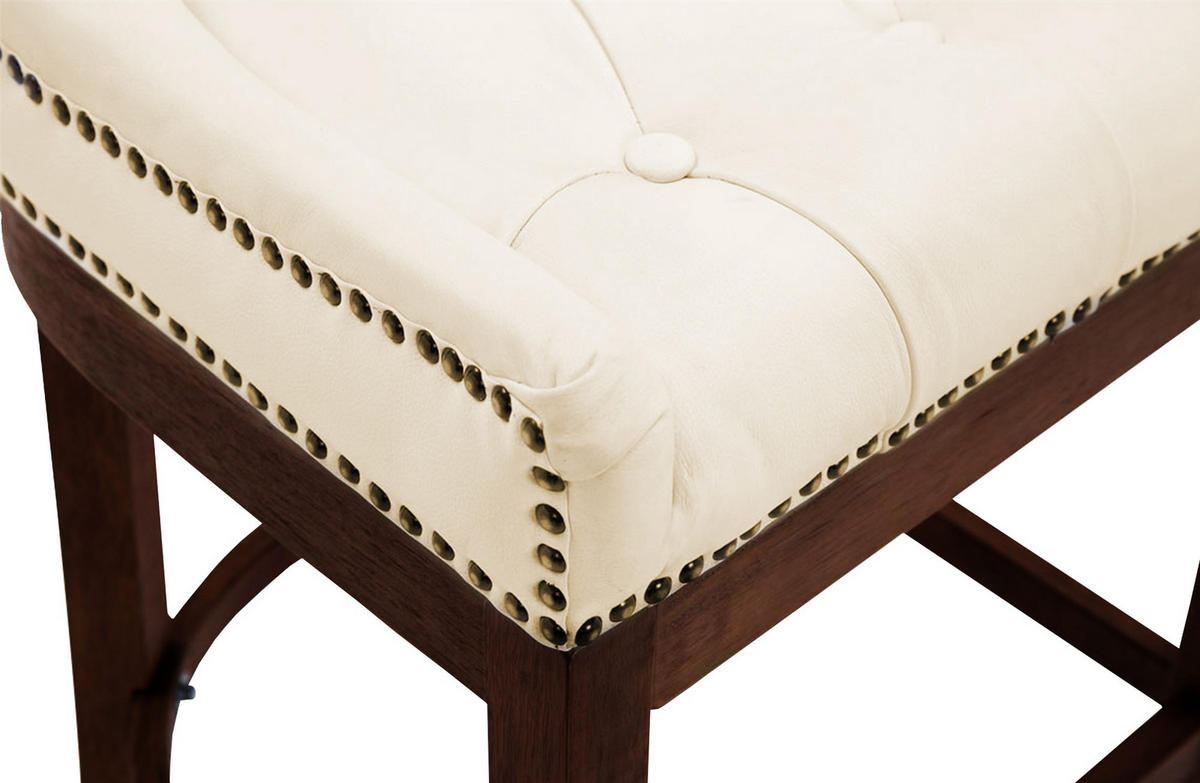 BARHOCKER Echtleder creme - Dunkelbraun/Creme, Leder/Holz (55/109/57cm) - CLP