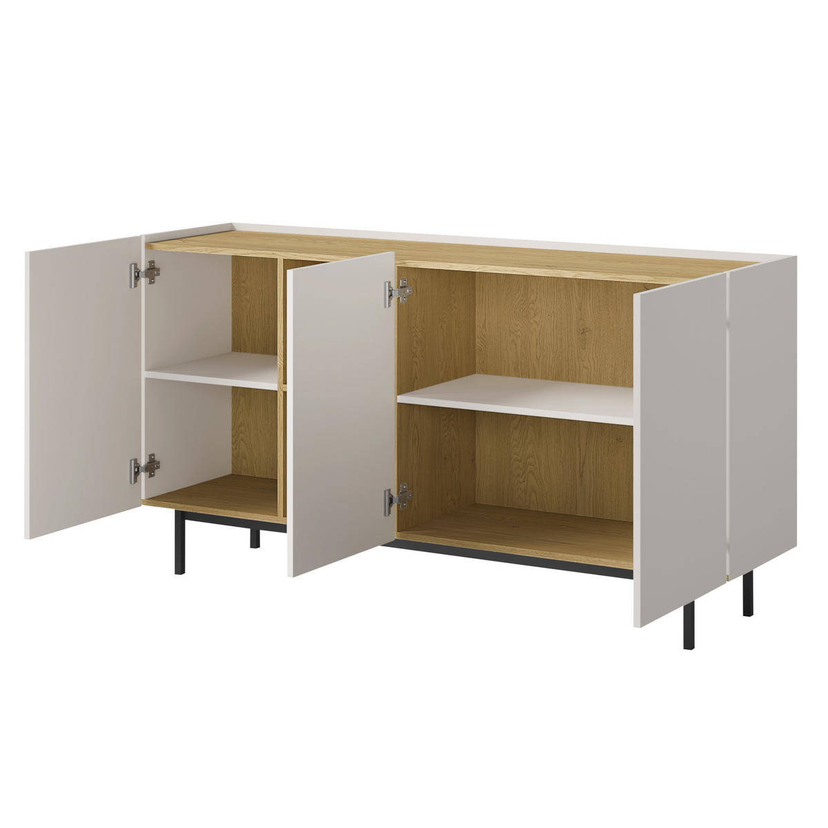 KOMMODE mit Klapptüren Noel 3D 165 Kaschmir / Cremona-Eiche - Kaschmir/Eichefarben, Holzwerkstoff/Metall (164/87/42cm) - mzm24