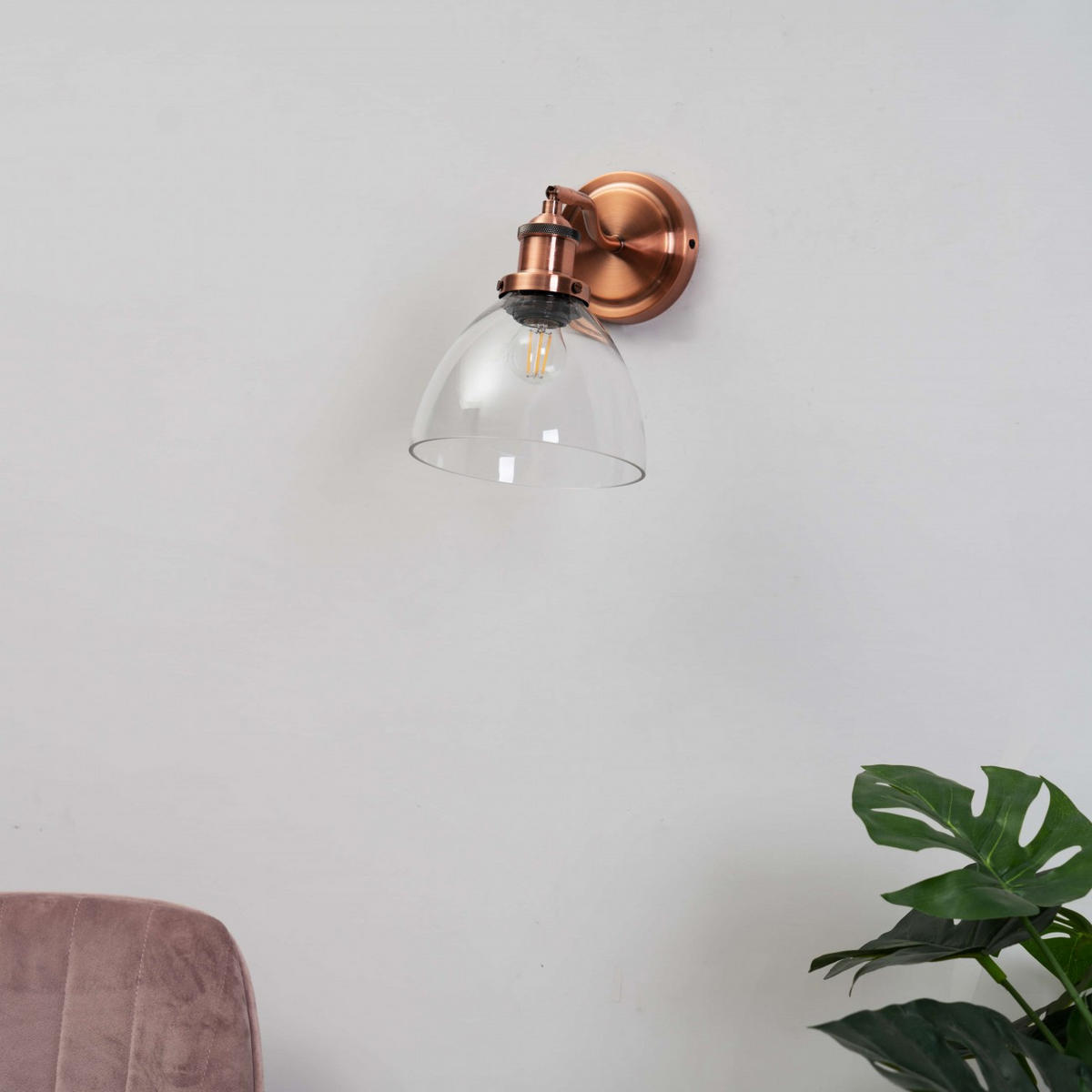 WANDLEUCHTE Flavia, Kupfer, 25cm - Kupferfarben, Glas (29/25/25cm) - KOSILUM