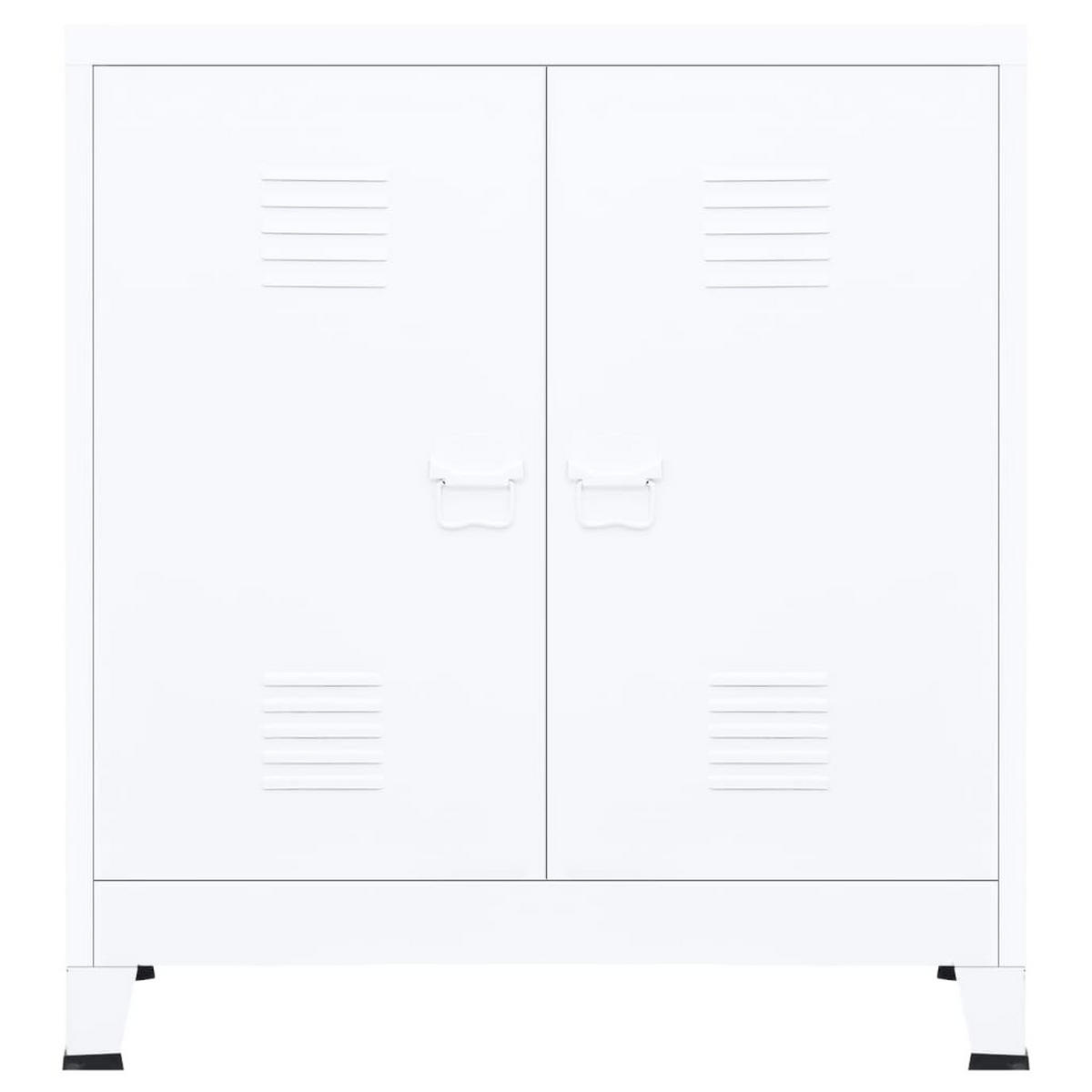 SIDEBOARD mit 2 Türen und verstellbaren Einlegeböden, 90/40/100 cm, aus Stahl, Weiß, im Industriestil - Weiß, Metall (90/100/40cm) - vidaXL