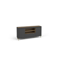 KOMMODE ZELOS 177,2/83,6/40cm mit 1 Schubladen 2 Türen Schwarz - Schwarz, Holzwerkstoff (177.2/83.6/40cm) - MASSENO