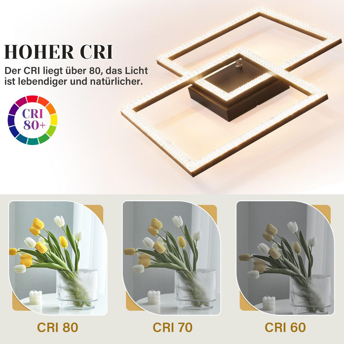 DECKENLEUCHTE LED Schlafzimmer Schwarz Modern Kristall Warmweiß für Flur 34CM - Schwarz, Kunststoff (34/34/7cm) - ZMH