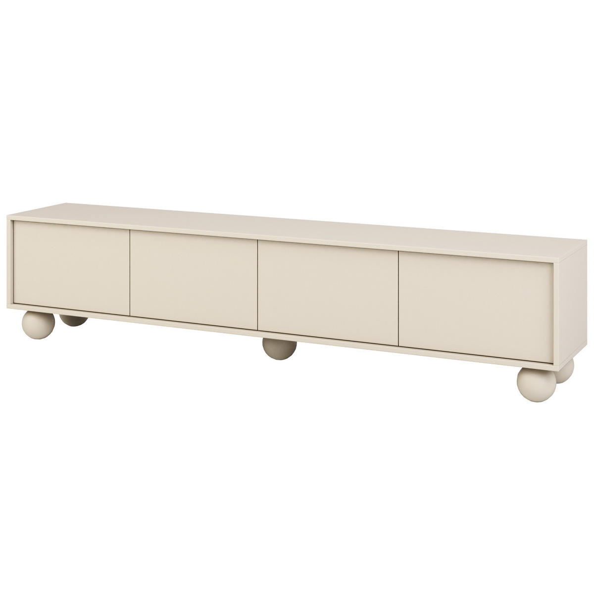 LOWBOARD Adel mit 4 Türen und runden Füßen, 204 cm, Griffloss, Kaschmir - Kaschmir, Holzwerkstoff (204/46/38cm) - Beautysofa
