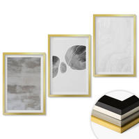 WANDBILDER 3er Set - 40x60 cm Goldrahmen - Abstrakte moderne Strukturen - Goldfarben, Kunststoff (40/60cm) - ArtPrintCave