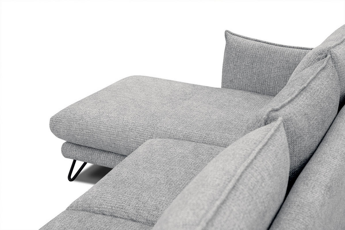 ECKSOFA HOSTEN 4-Sitzer, grau - Schwarz/Grau, Holzwerkstoff/Textil (158/269cm) - Courtois Laville