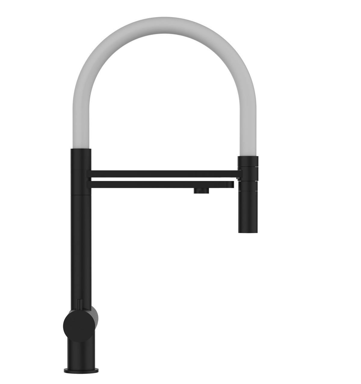 3-WEGE-KÜCHENARMATUR, Edelstahl Massiv aus Chirurgenstahl, PVD Schwarz Matt, 2-Strahl-Brause - Schwarz, Metall (26/49/26cm) - VIZIO