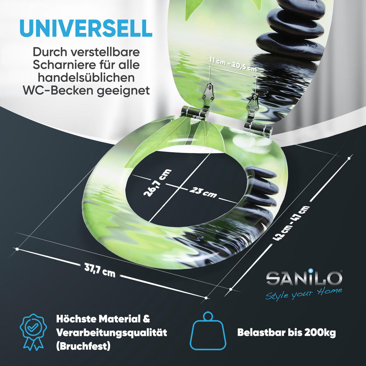 WC-SITZ mit Absenkautomatik Harmony - Grün, Holzwerkstoff (38/6/47cm) - Sanilo