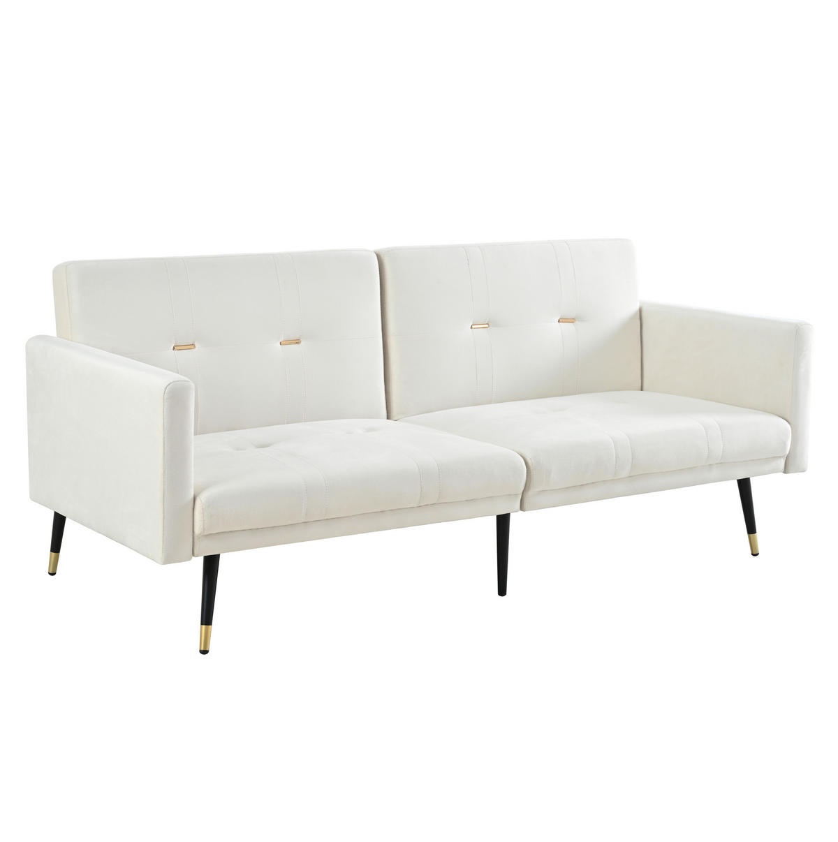 SCHLAFSOFA 2-Sitzer klappbar Samt Beige - Beige, Holzwerkstoff (164/70/89cm) - Meubliv
