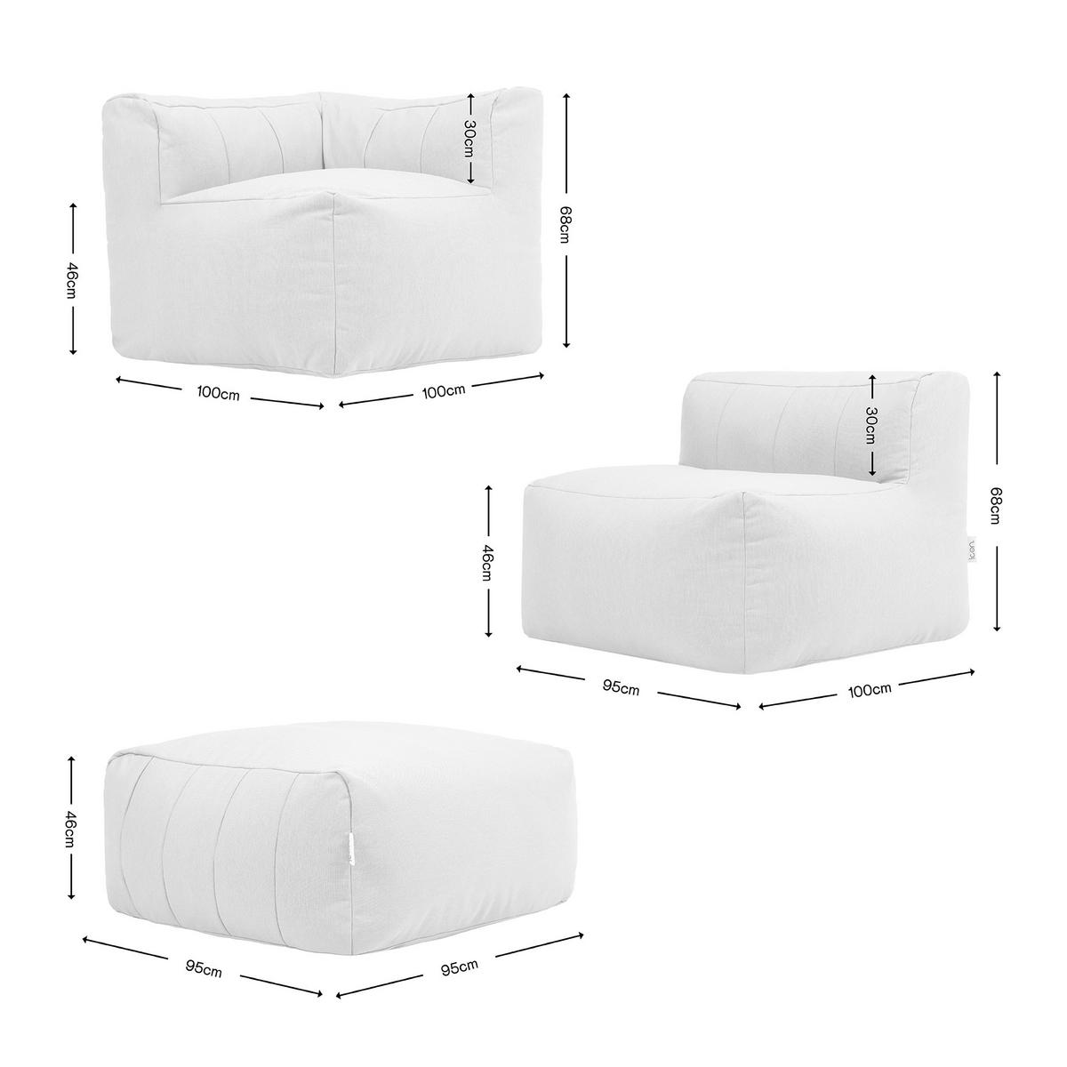 SITZSACK-SOFA Outdoor 2-tlg.: Ecksessel, Sessel - Beige, Textil (195/68/100cm) - icon