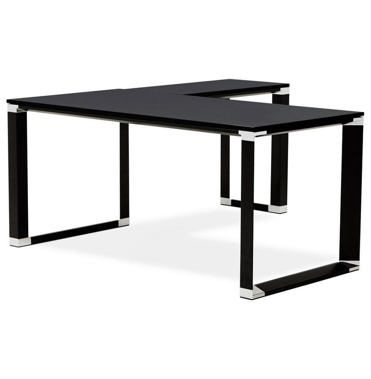 ECKSCHREIBTISCH Holz Metall Chromakzente KERIX, Schwarz 170x160x74 cm - Schwarz, Holz/Metall (160/170/74cm) - KADIMA DESIGN