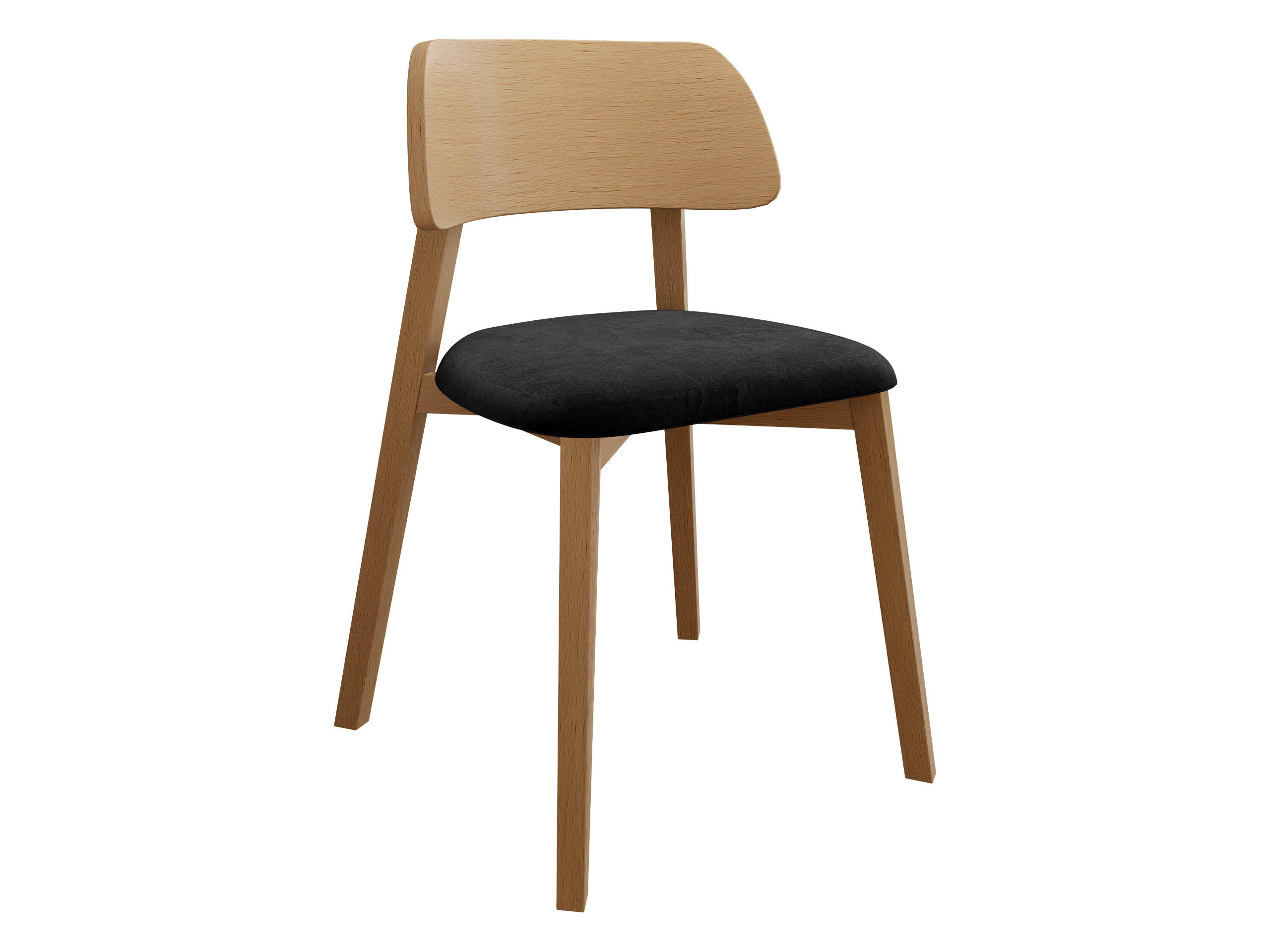 POLSTERSTUHL Dario, Holzfarbe: Natur - Schwarz/Naturfarben, Holz/Textil (47/80/50cm) - MIRJAN24