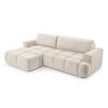 ECKSOFA VASTO Beige Geflochtener Stoff mit Schlaffunktion - Beige, Holz (261/152cm) - MASSENO