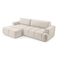 ECKSOFA VASTO Beige Geflochtener Stoff mit Schlaffunktion - Beige, Holz (261/152cm) - MASSENO