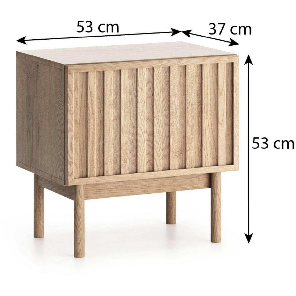 NACHTTISCH Sapporo mit 1 Tür, 50 cm - Eichefarben, Holzwerkstoff (53/53/37cm) - Beautysofa
