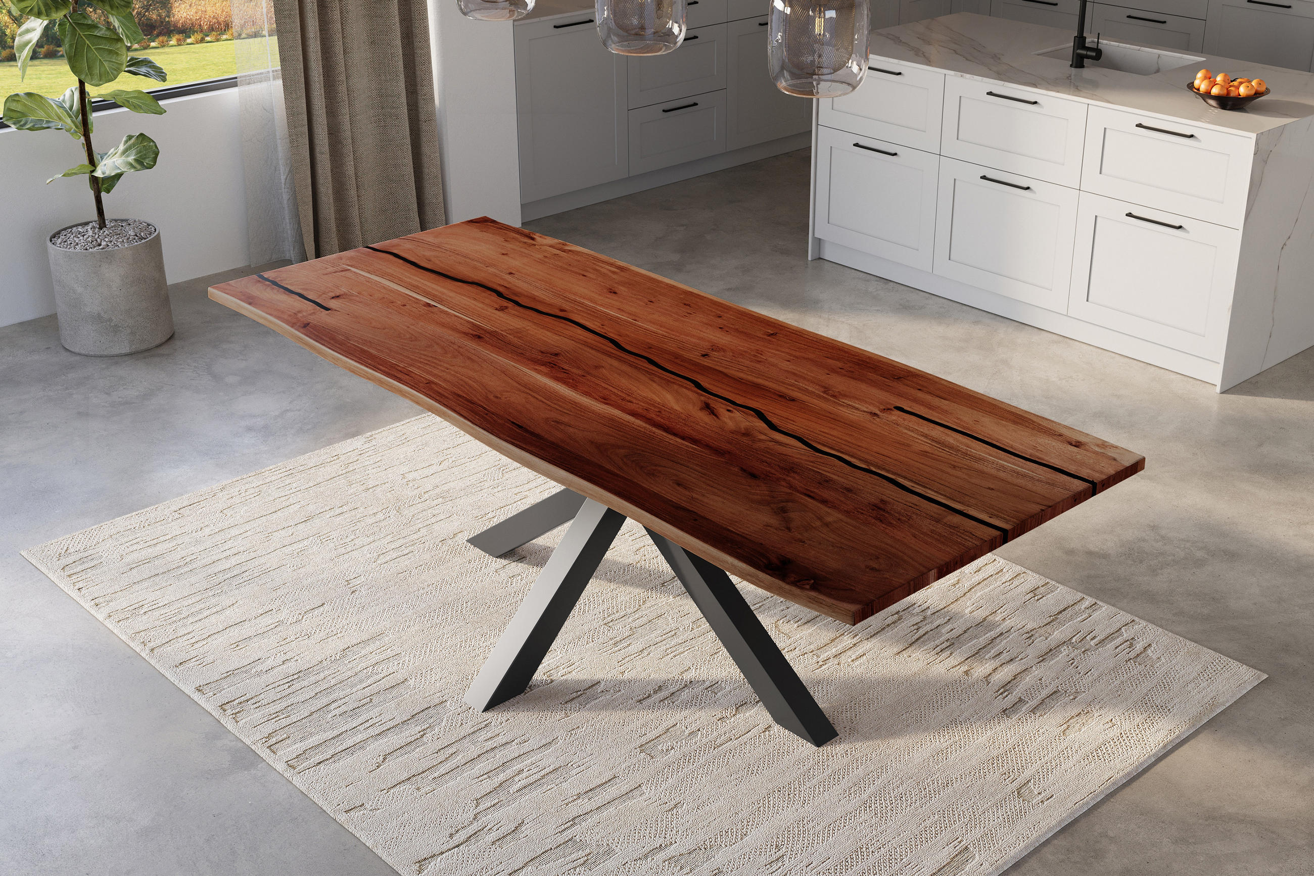 ESSTISCH POLLY - Schwarz/Braun, Holz/Metall (100/300/77cm) - SAM