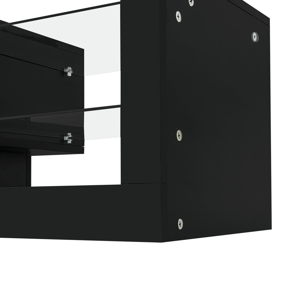 TV-ELEMENT Schwarz mit LED-Beleuchtung, TV-Lowboard 181/38/38 cm & Couchtisch - Schwarz, Holzwerkstoff (181/38/38cm) - Flora Grace