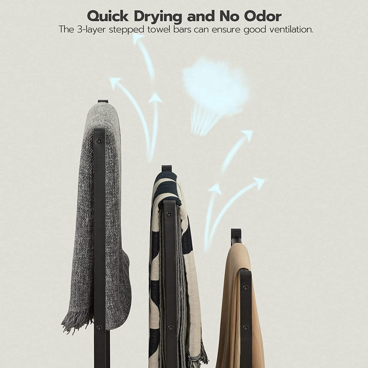 HANDTUCHHALTER Braun Metall 3-stöckiger - Schwarz/Braun, Metall (81/81/28cm) - Hoobro