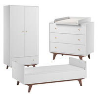 BABYZIMMER 3-teilig Mid Weiß und Holz - Weiß, Holzwerkstoff (144/90/75cm) - Petits-meubles