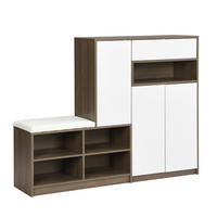 SCHUHSCHRANK 140/35/110 cm mit gepolsterter Sitzbank, verstellbaren Einlegeböden und grifflosen Türen, Weiß - Weiß, Holzwerkstoff (140/110/35cm) - Redom