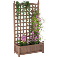 HOCHBEET DE-12100 mit Rankgitter rechteckig, 64/28/120 cm Natur - Braun, Holzwerkstoff (64/120/28cm) - ComfortXL