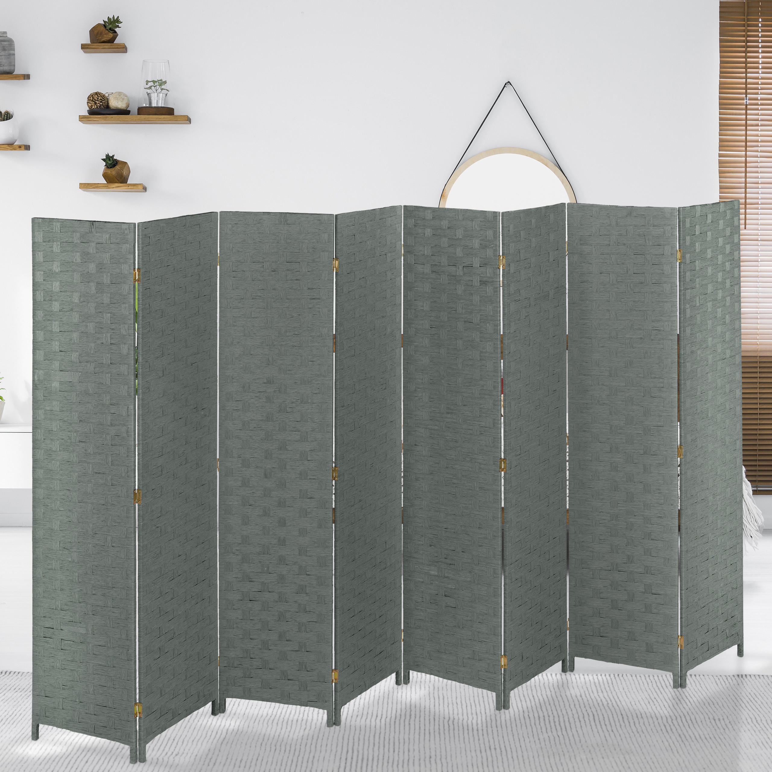 PARAVENT - Grau, Holz/Papier (320/170/2cm) - Relaxdays