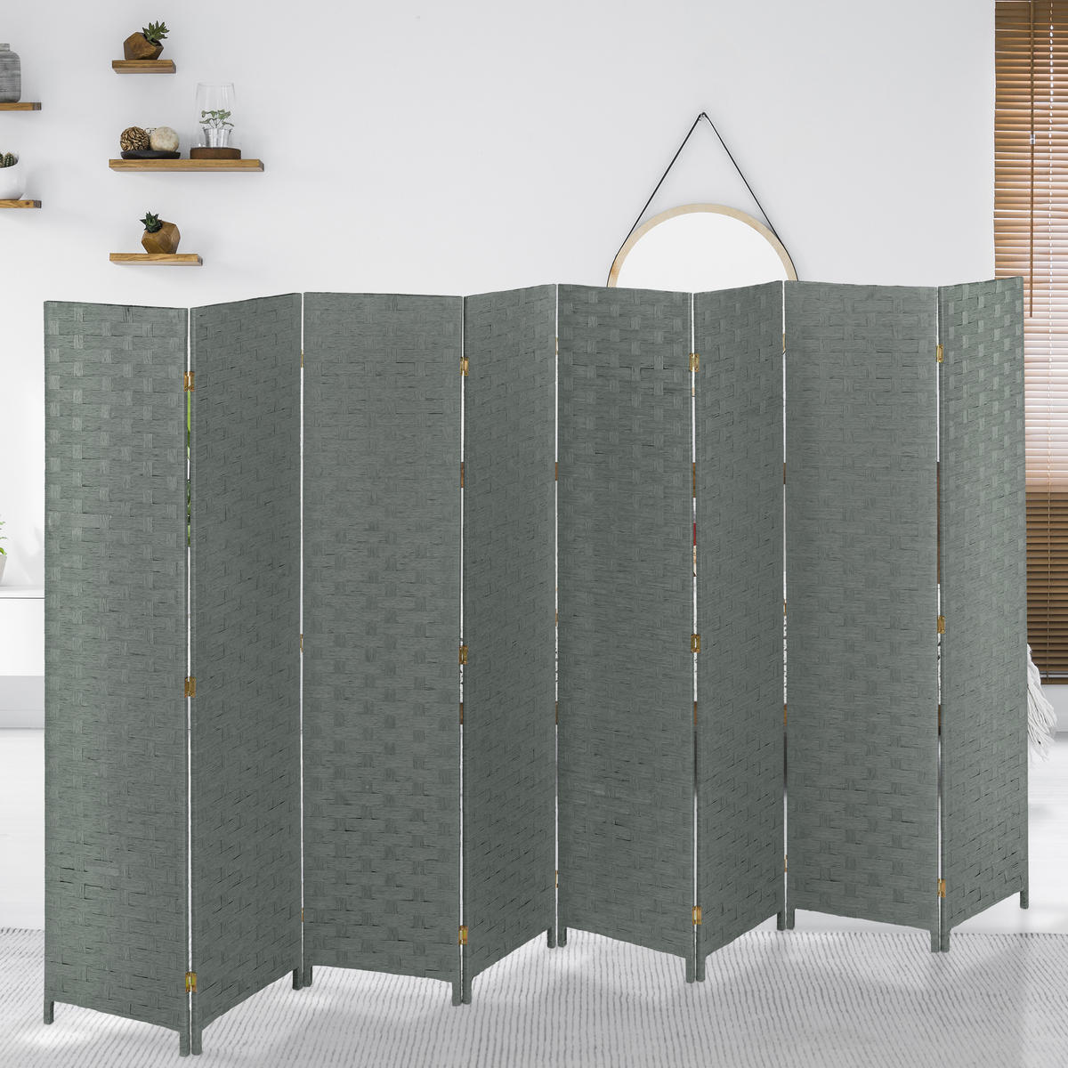 PARAVENT - Grau, Holz/Papier (320/170/2cm) - Relaxdays