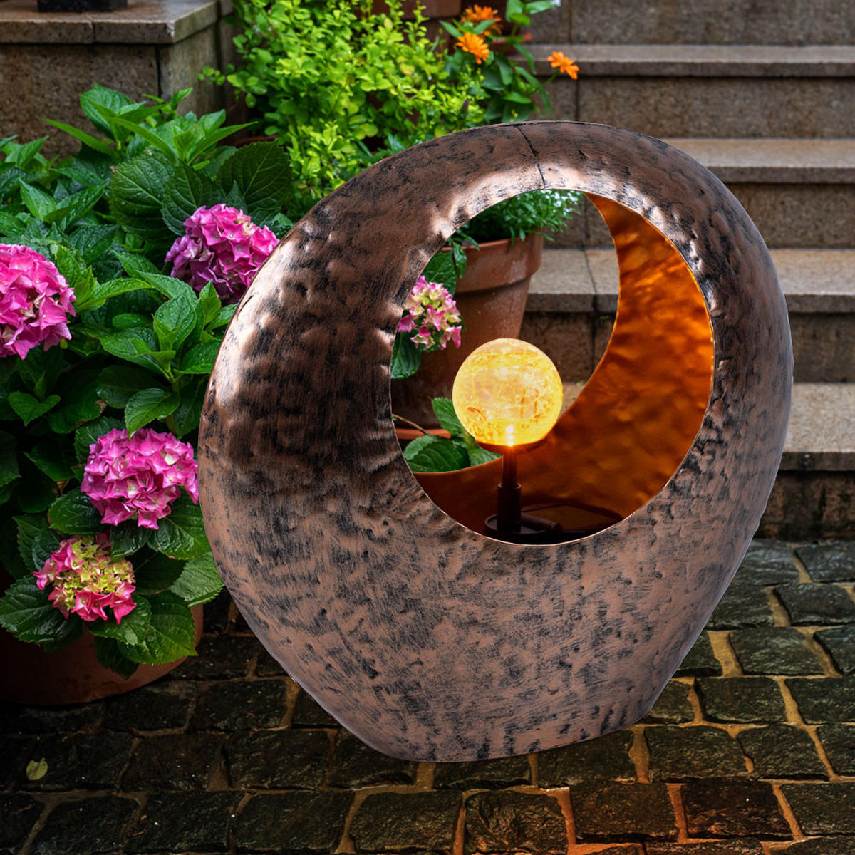 LED AUSSENLEUCHTE Metall Messing - Messingfarben, Glas (35/13.5/37cm) - Globo Lighting