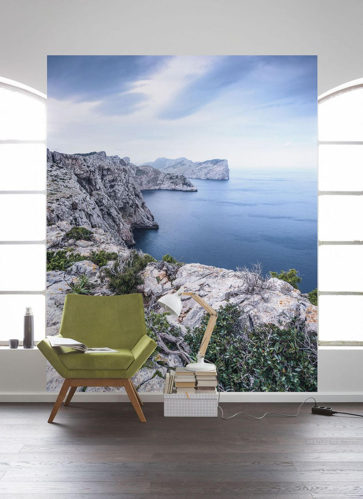 FOTOTAPETE Strand 200 x 250 cm - Blau, Papier (200/250cm) - Sanders & Sanders